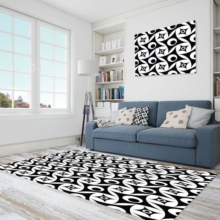 East Urban Home Black/White Area Rug Wayfair